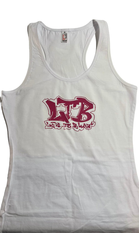 WOMAN RACERBACK TANK TOP OG LTB DARK PINK & WHITE