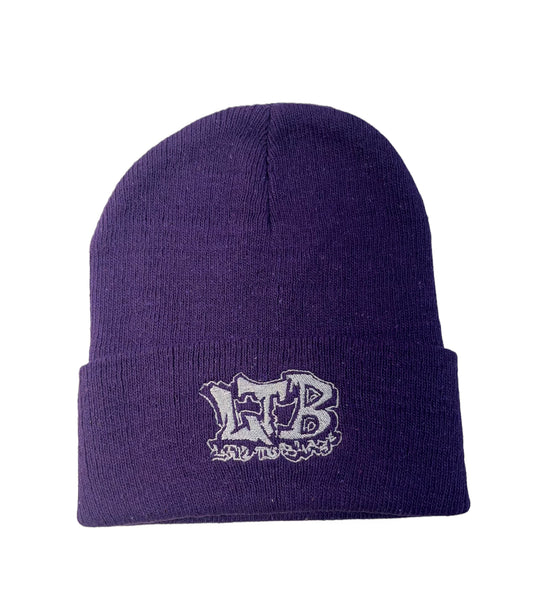 Long Beanie Purple & White
